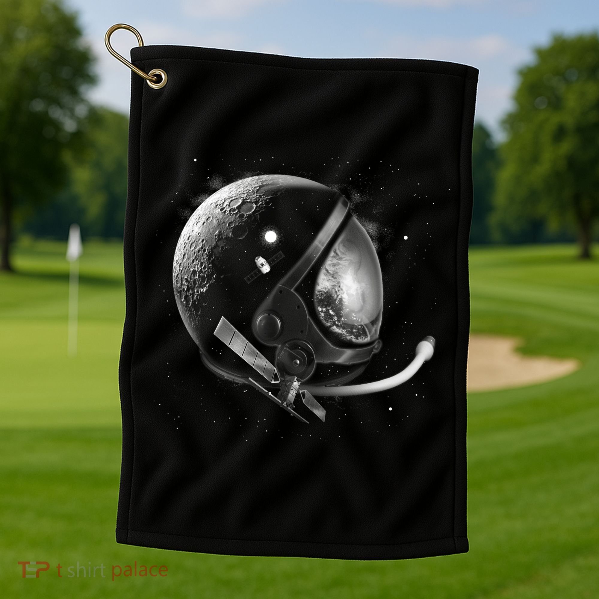 Astronaut Moon Helmet Golf Towel
