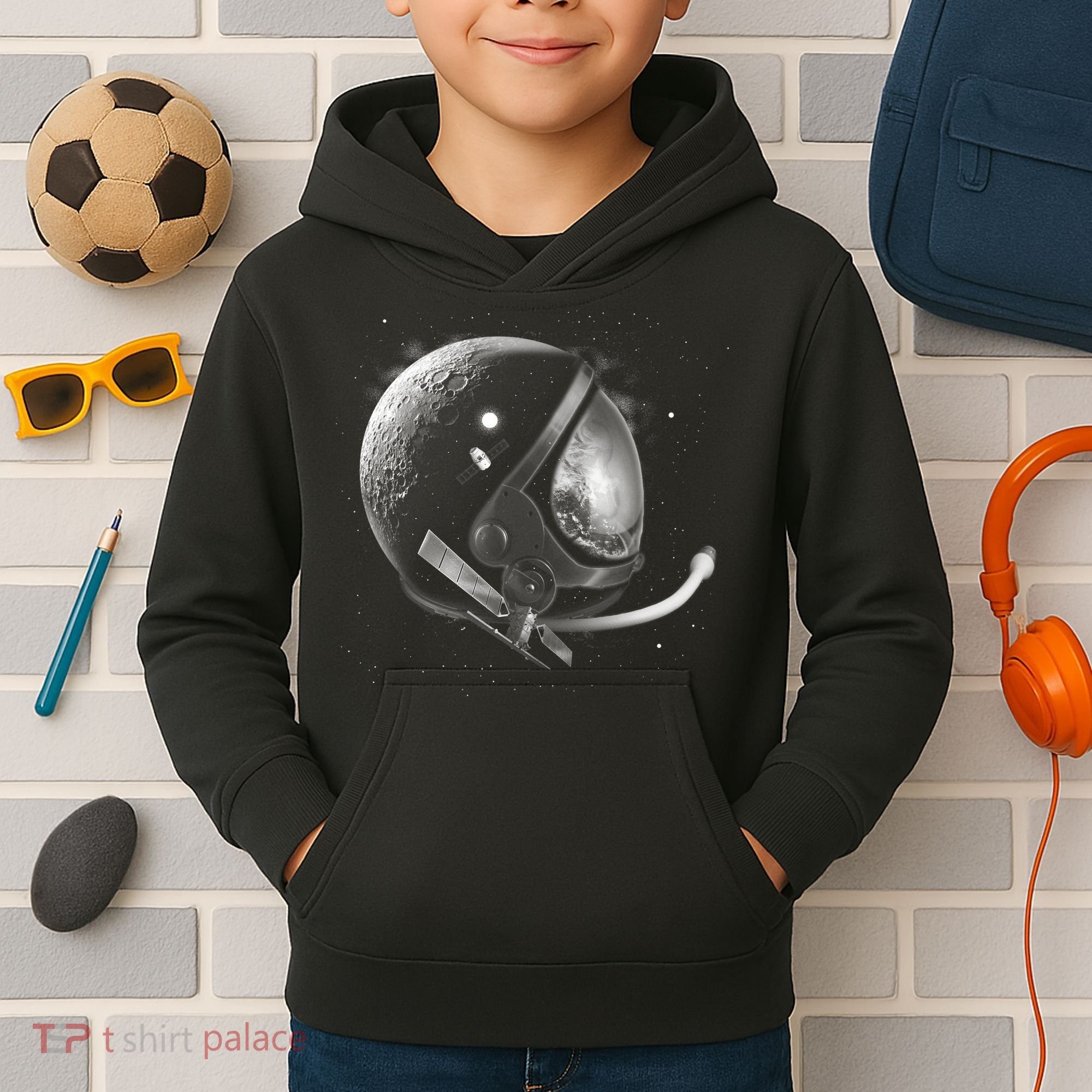Astronaut Moon Helmet Kids Hoodie