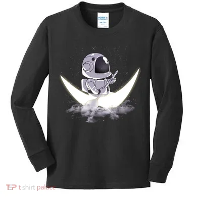 Astronaut Moon Sailing Kids Long Sleeve Shirt