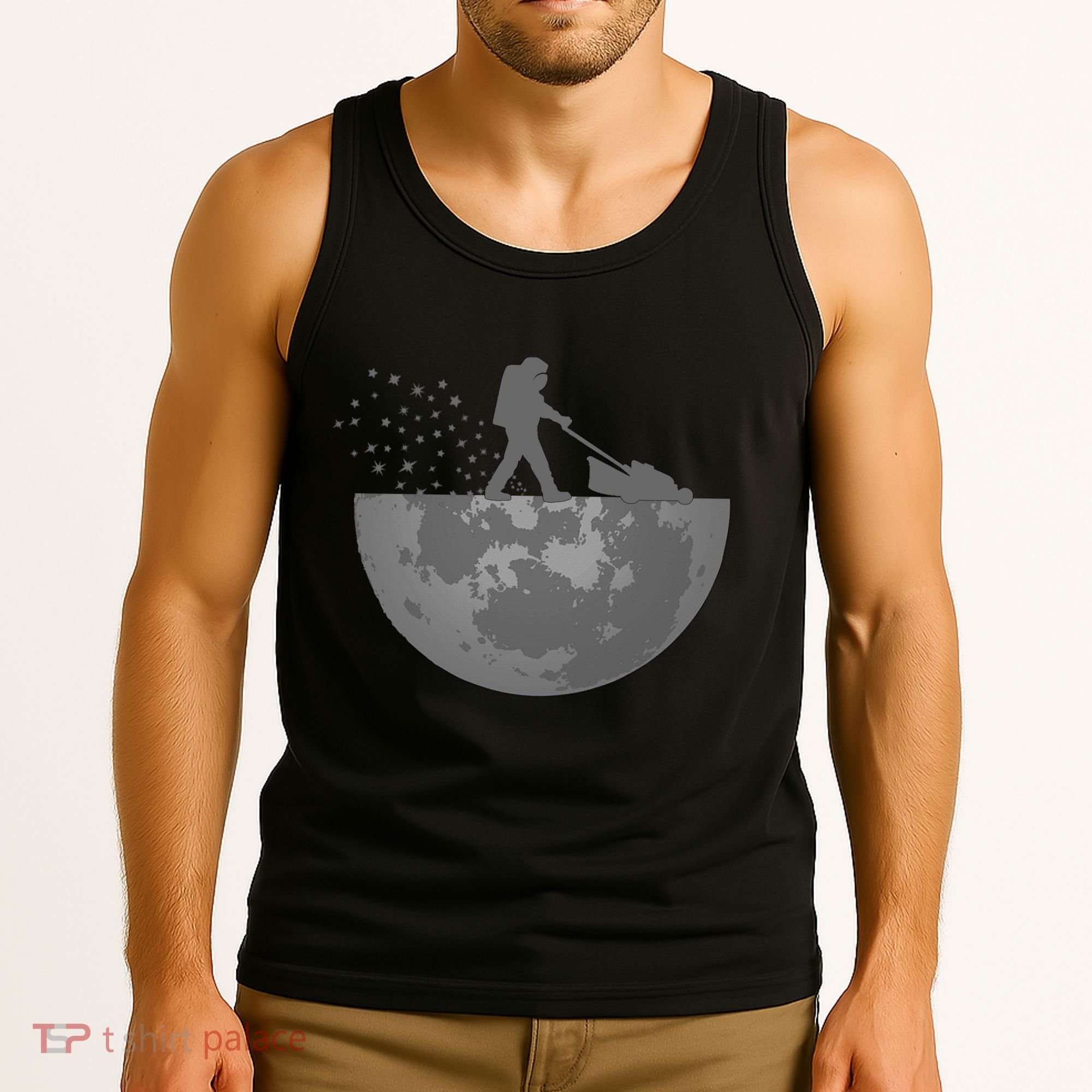 Astronaut Mowing The Lawn On The Moon Tank Top