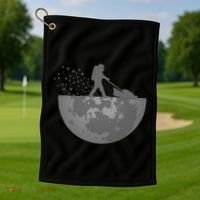 Astronaut Mowing The Lawn On The Moon Golf Towel thumb 1
