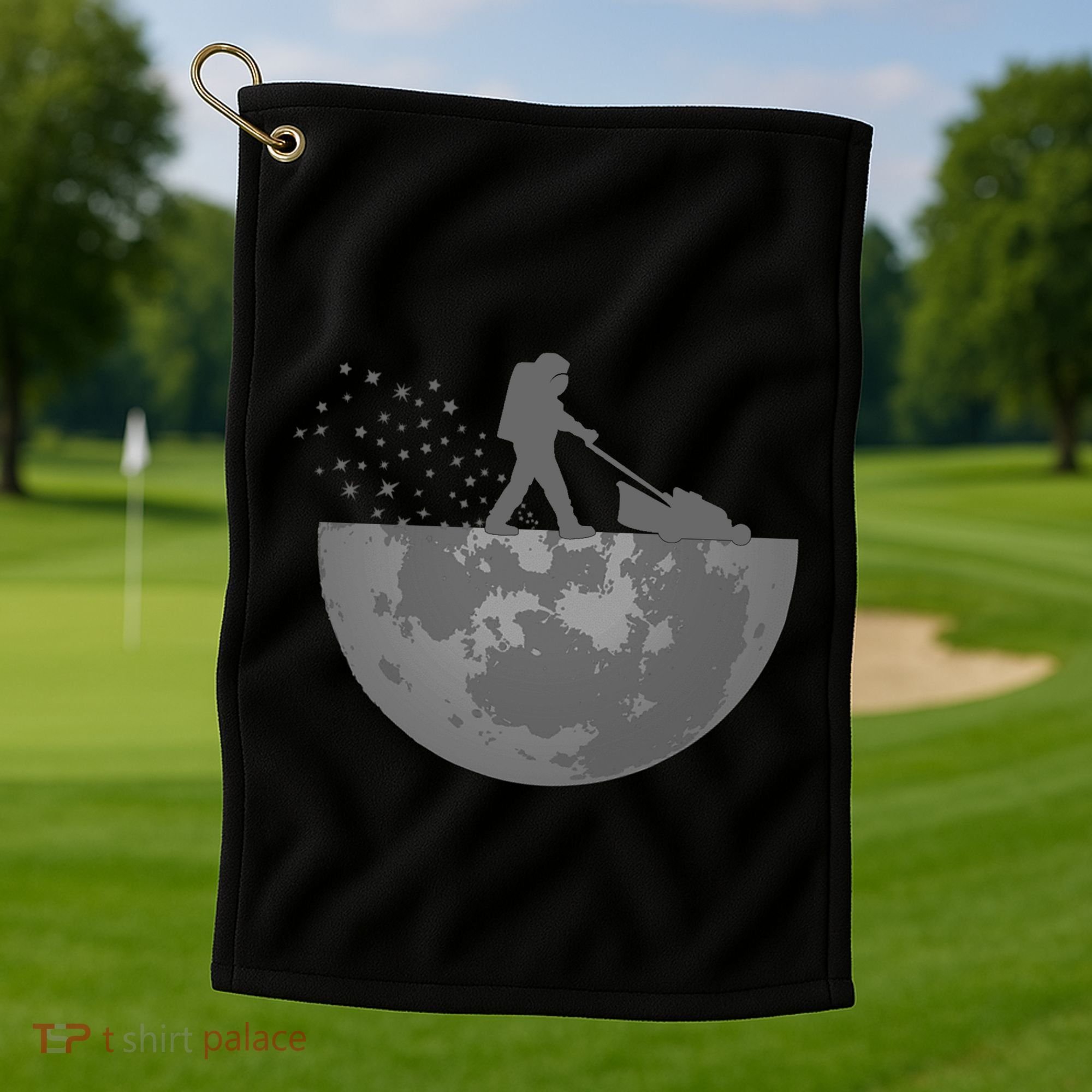 Astronaut Mowing The Lawn On The Moon Golf Towel