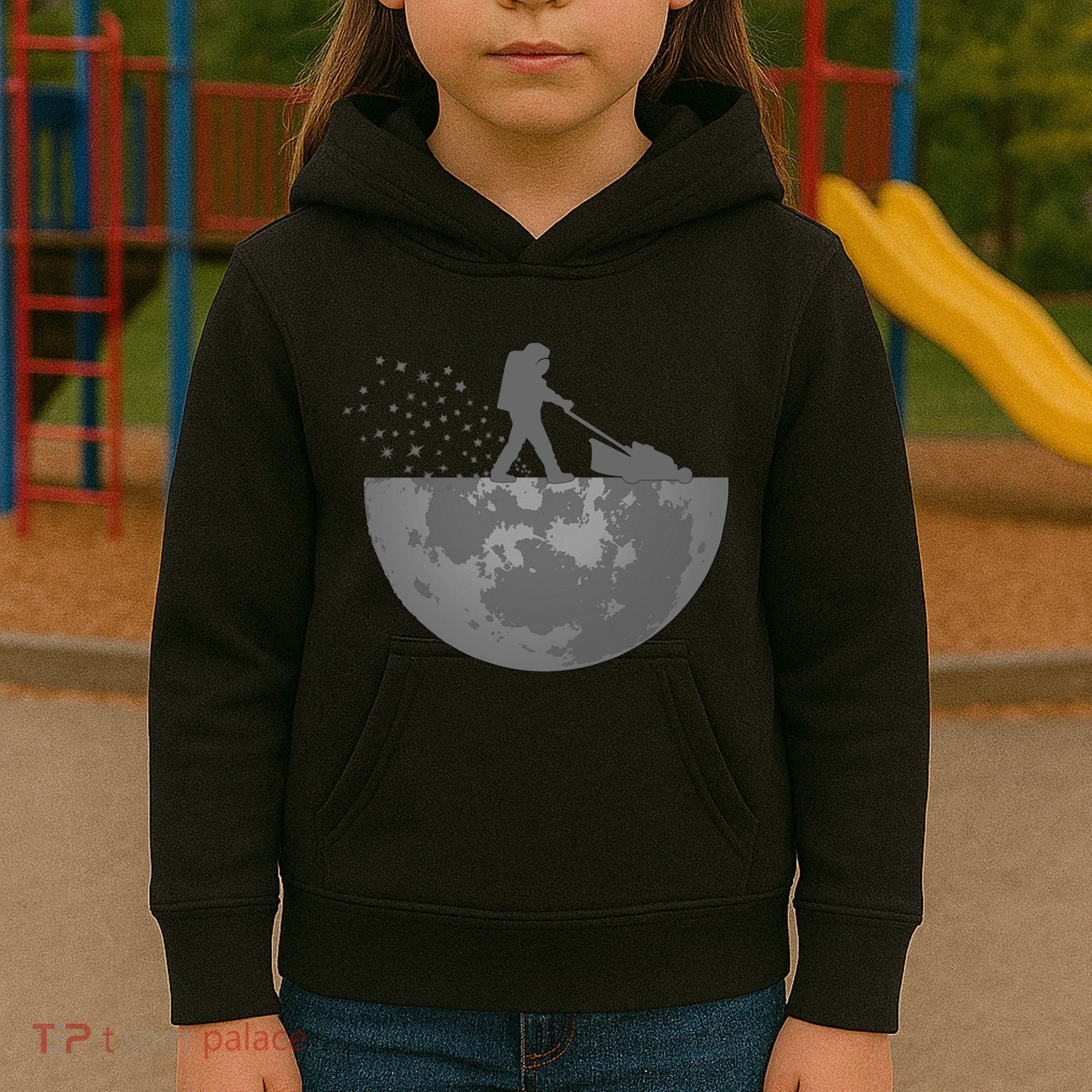 Astronaut Mowing The Lawn On The Moon Kids Hoodie
