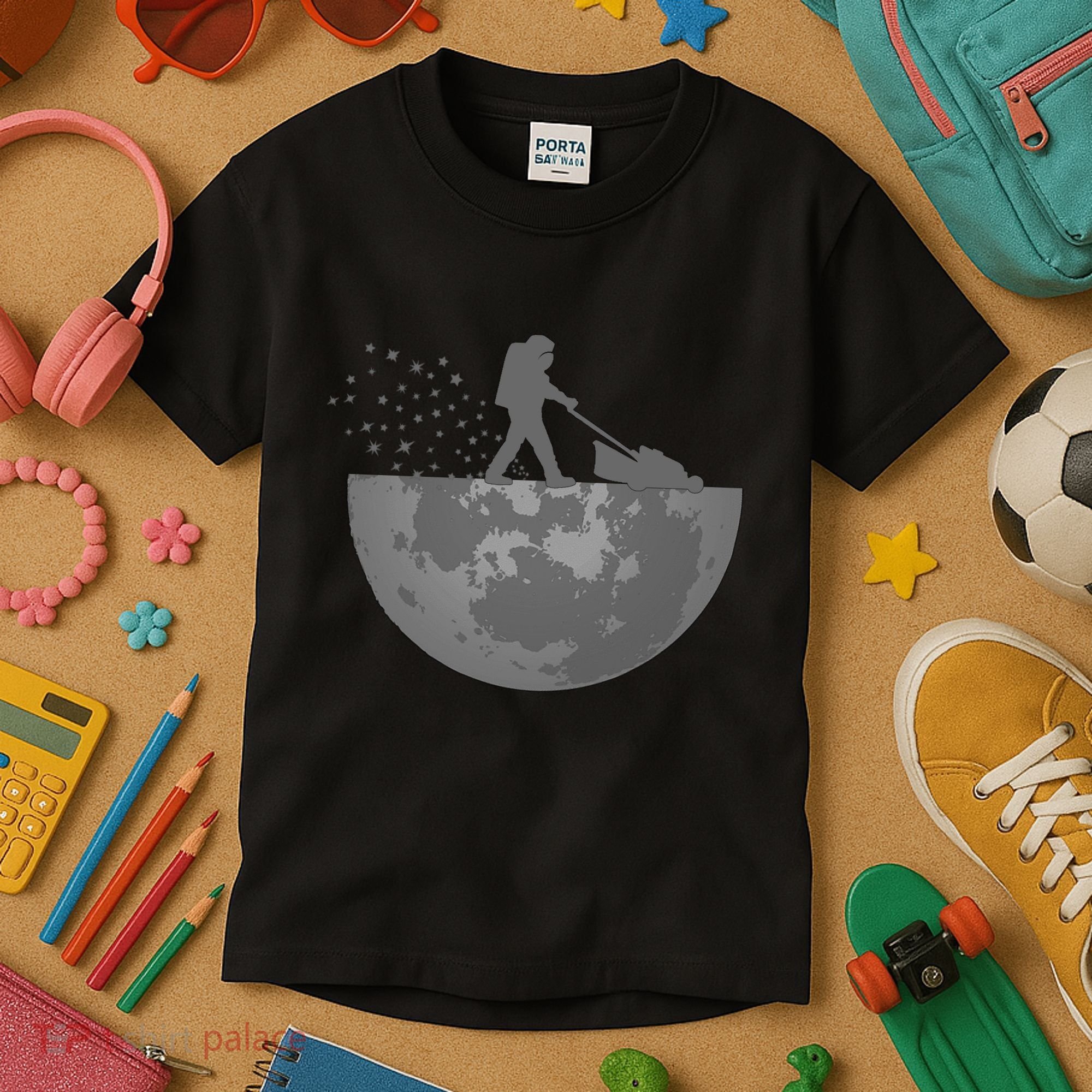 Astronaut Mowing The Lawn On The Moon Kids T-Shirt
