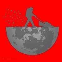 Astronaut Mowing The Lawn On The Moon Santa Hat thumb 1