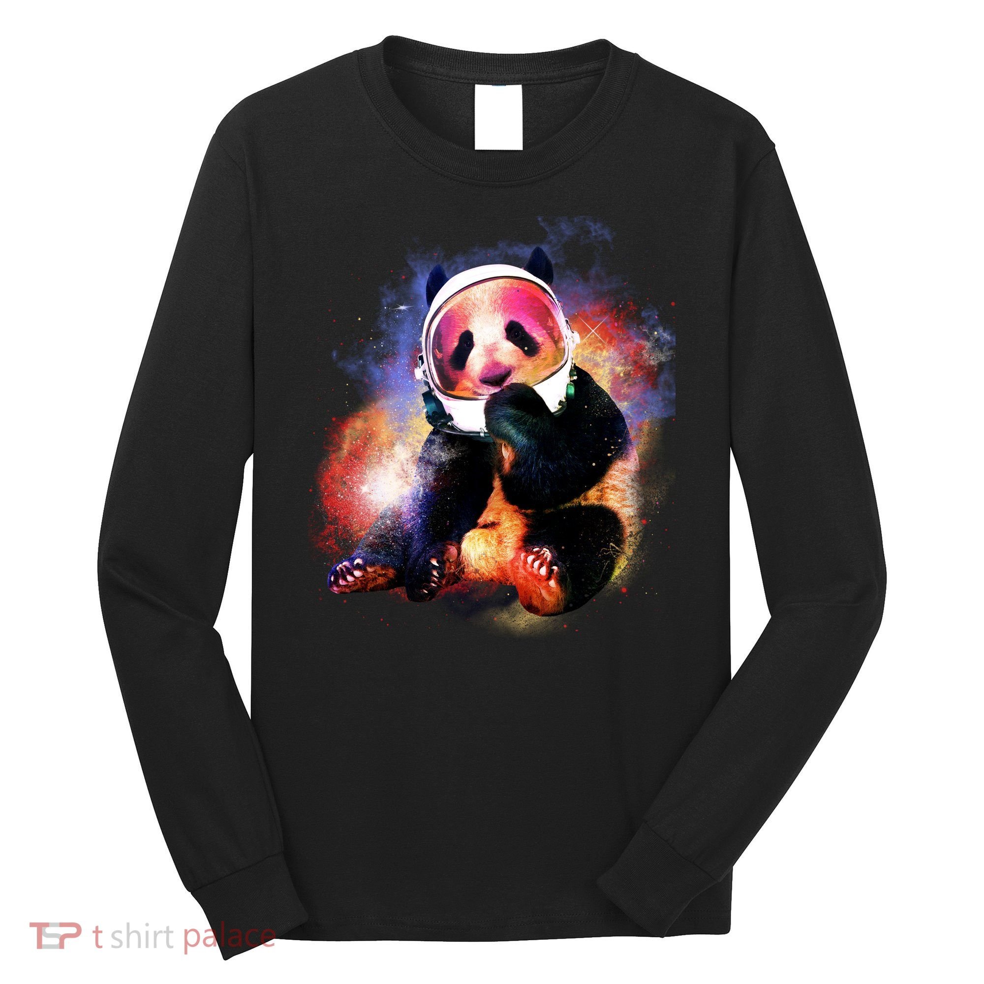 Astronaut Panda Galaxy Splatter Long Sleeve Shirt