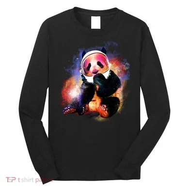 Astronaut Panda Galaxy Splatter Long Sleeve Shirt
