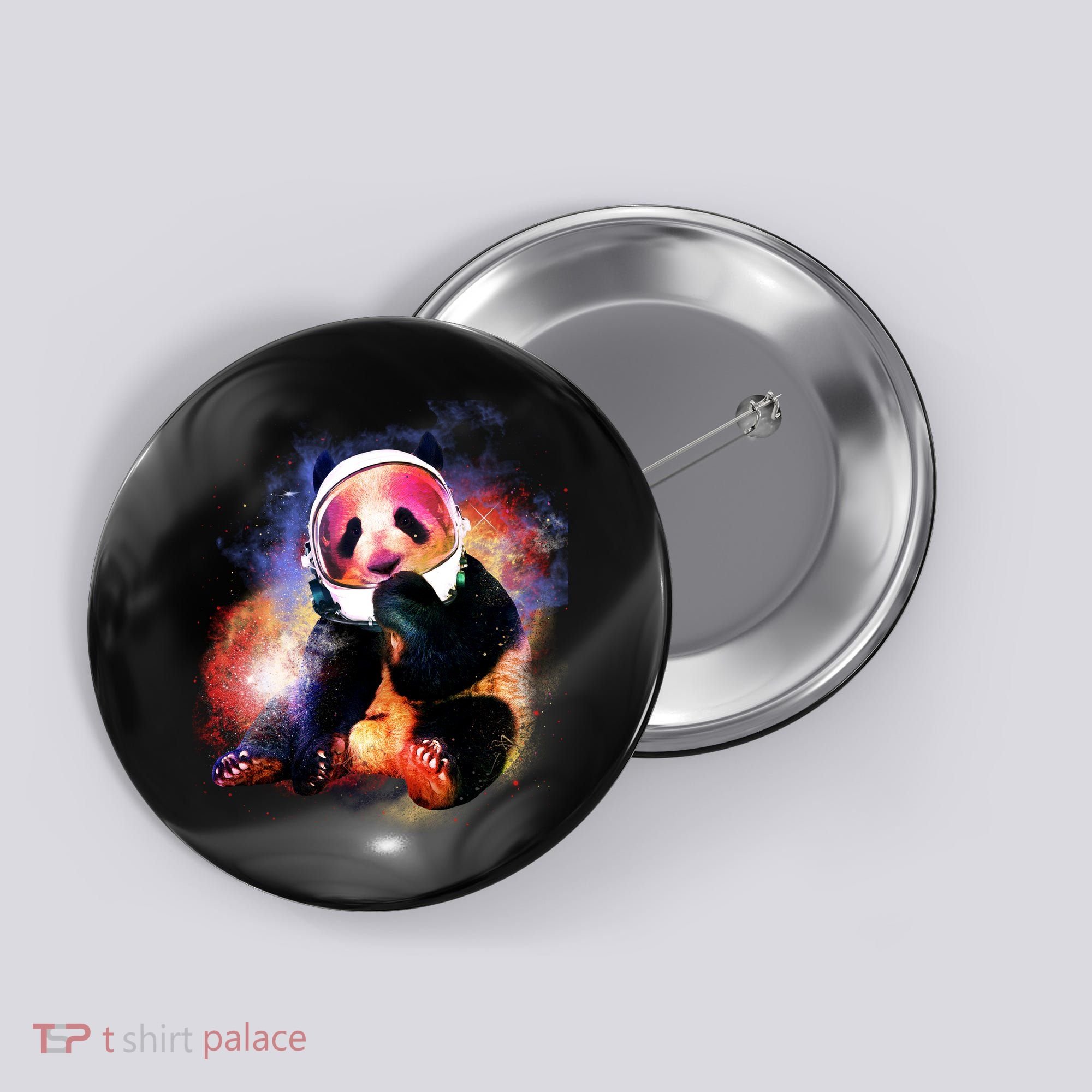 Astronaut Panda Galaxy Splatter Button