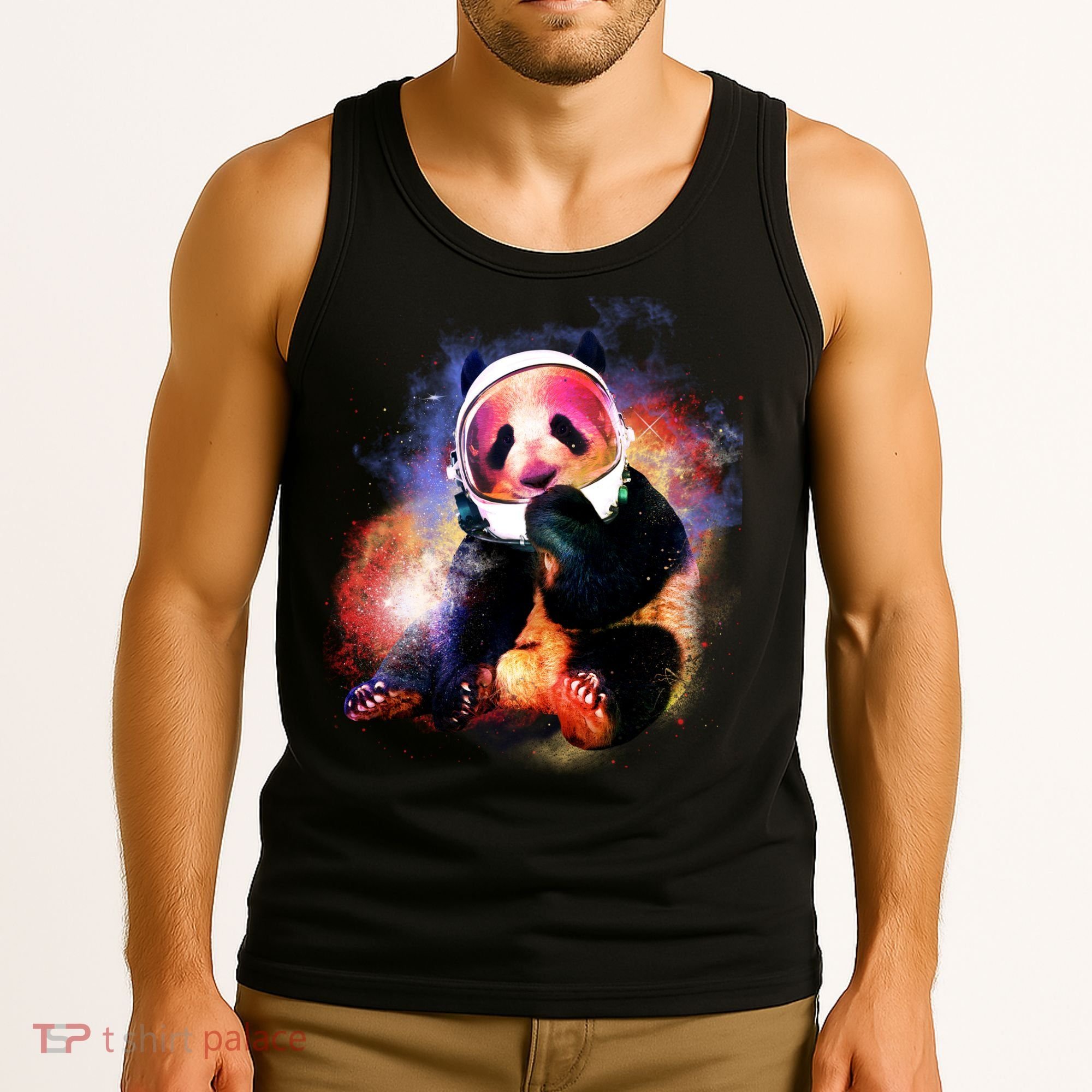Astronaut Panda Galaxy Splatter Tank Top