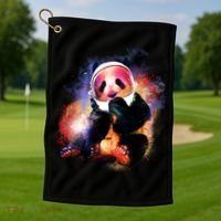 Astronaut Panda Galaxy Splatter Golf Towel thumb 1