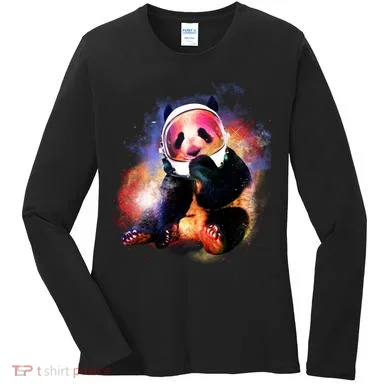 Astronaut Panda Galaxy Splatter Women's Long Sleeve Shirt