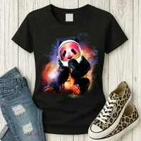 Astronaut Panda Galaxy Splatter Women's T-Shirt thumb 3