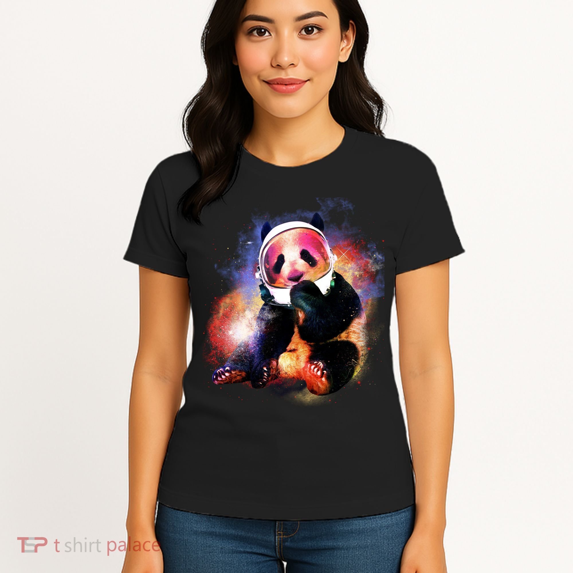 Astronaut Panda Galaxy Splatter Women's T-Shirt