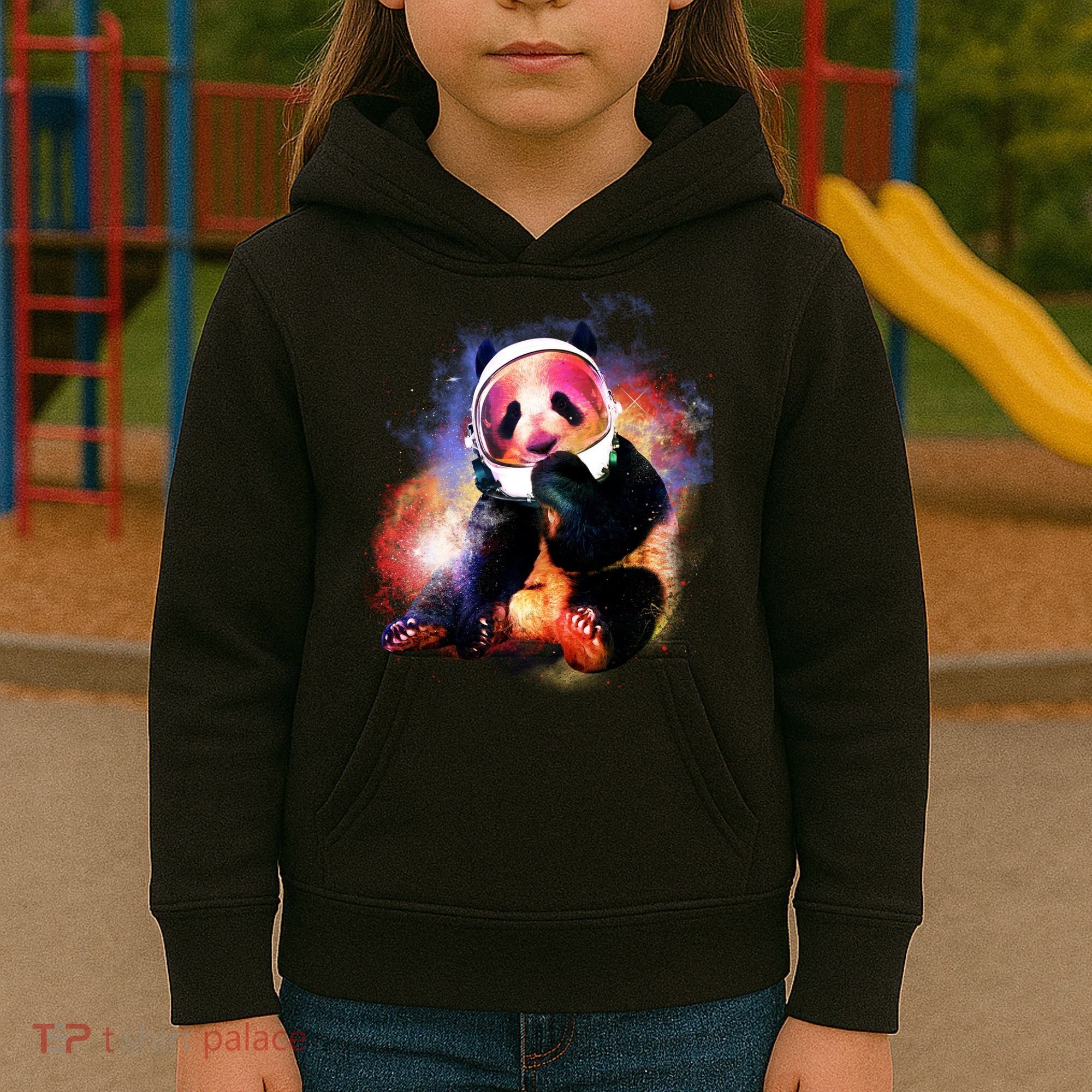 Astronaut Panda Galaxy Splatter Kids Hoodie
