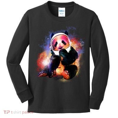 Astronaut Panda Galaxy Splatter Kids Long Sleeve Shirt