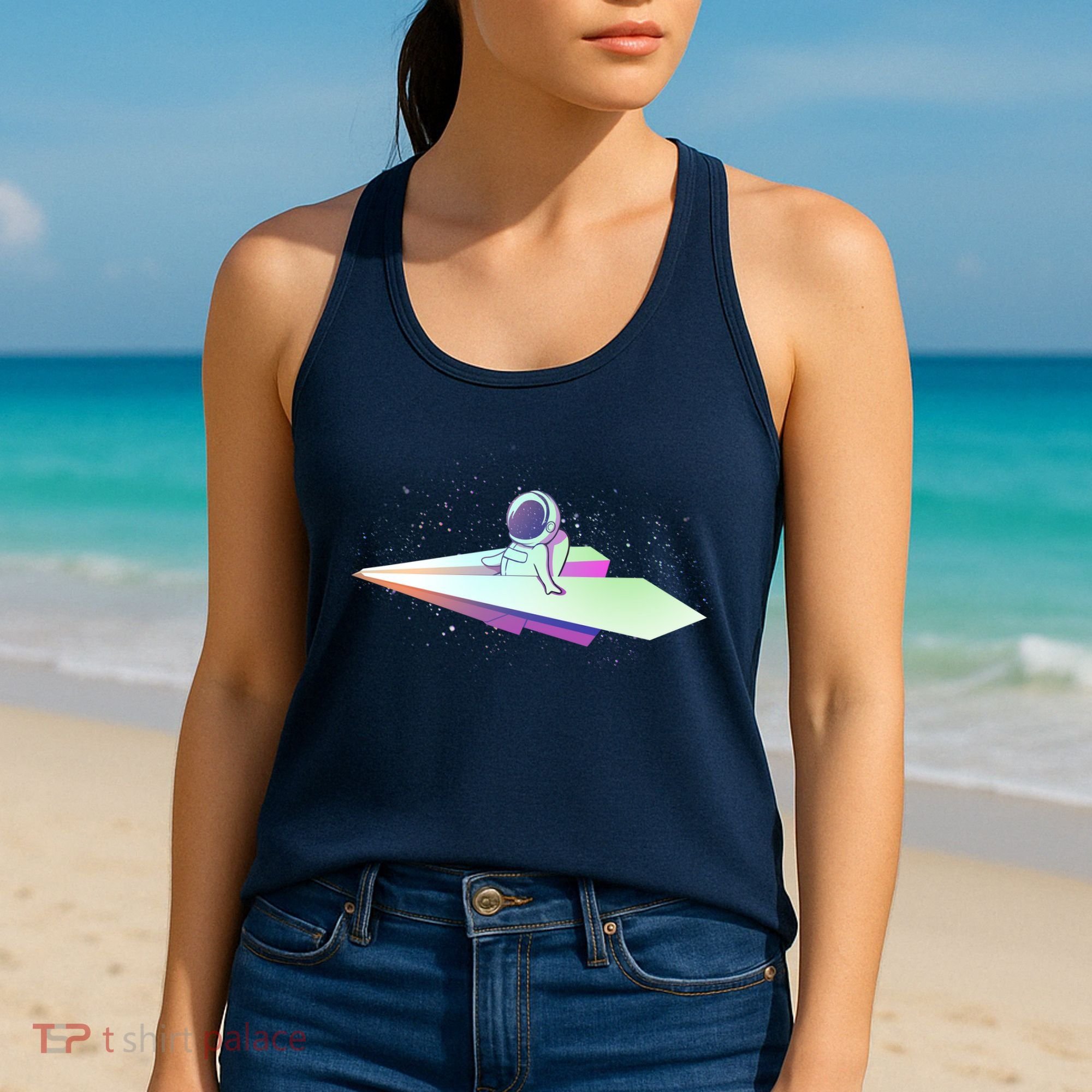 Astronaut Paper Plane Women's Tank Top