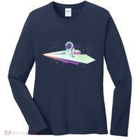 Astronaut Paper Plane Women's Long Sleeve Shirt thumb 0