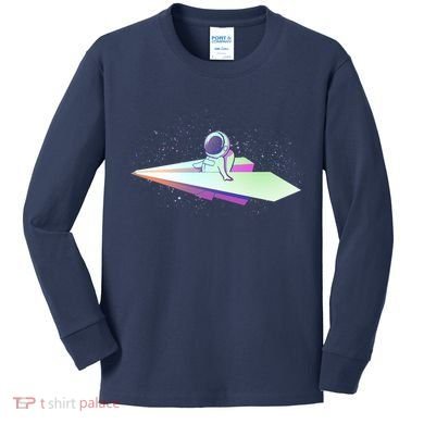 Astronaut Paper Plane Kids Long Sleeve Shirt