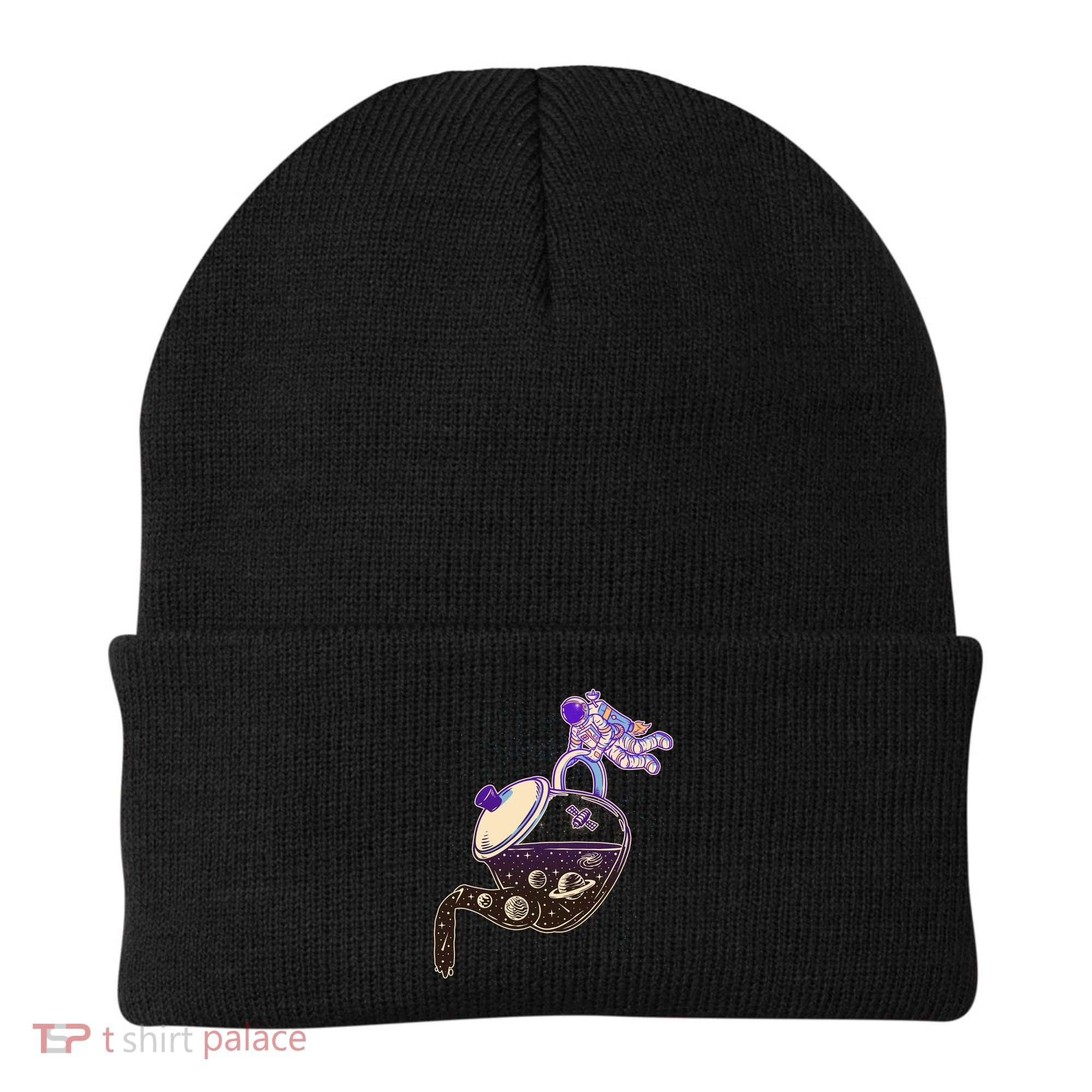 Astronaut Pouring Galaxy Coffee Coffee Beanie