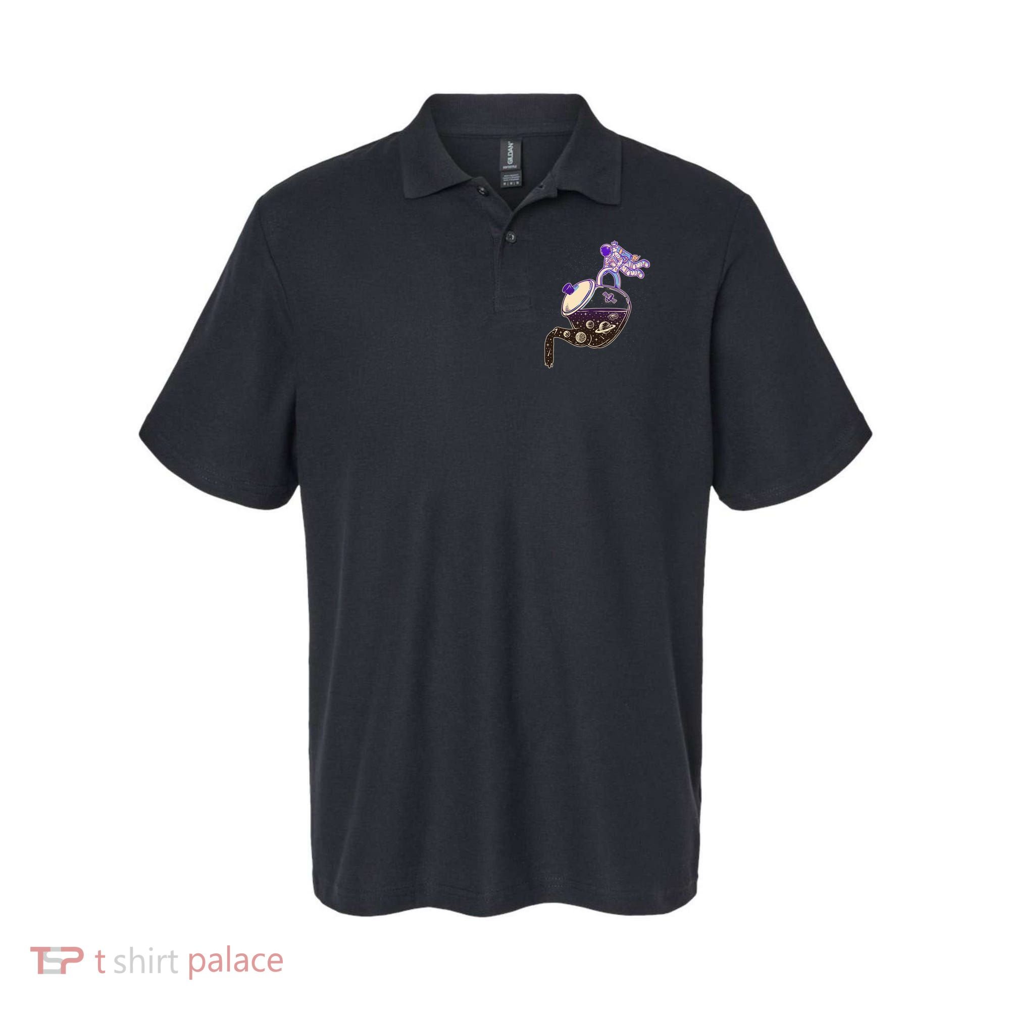 Astronaut Pouring Galaxy Coffee Coffee Polo