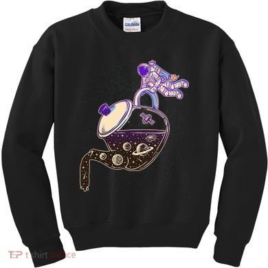 Astronaut Pouring Galaxy Coffee Coffee Kids Sweatshirt