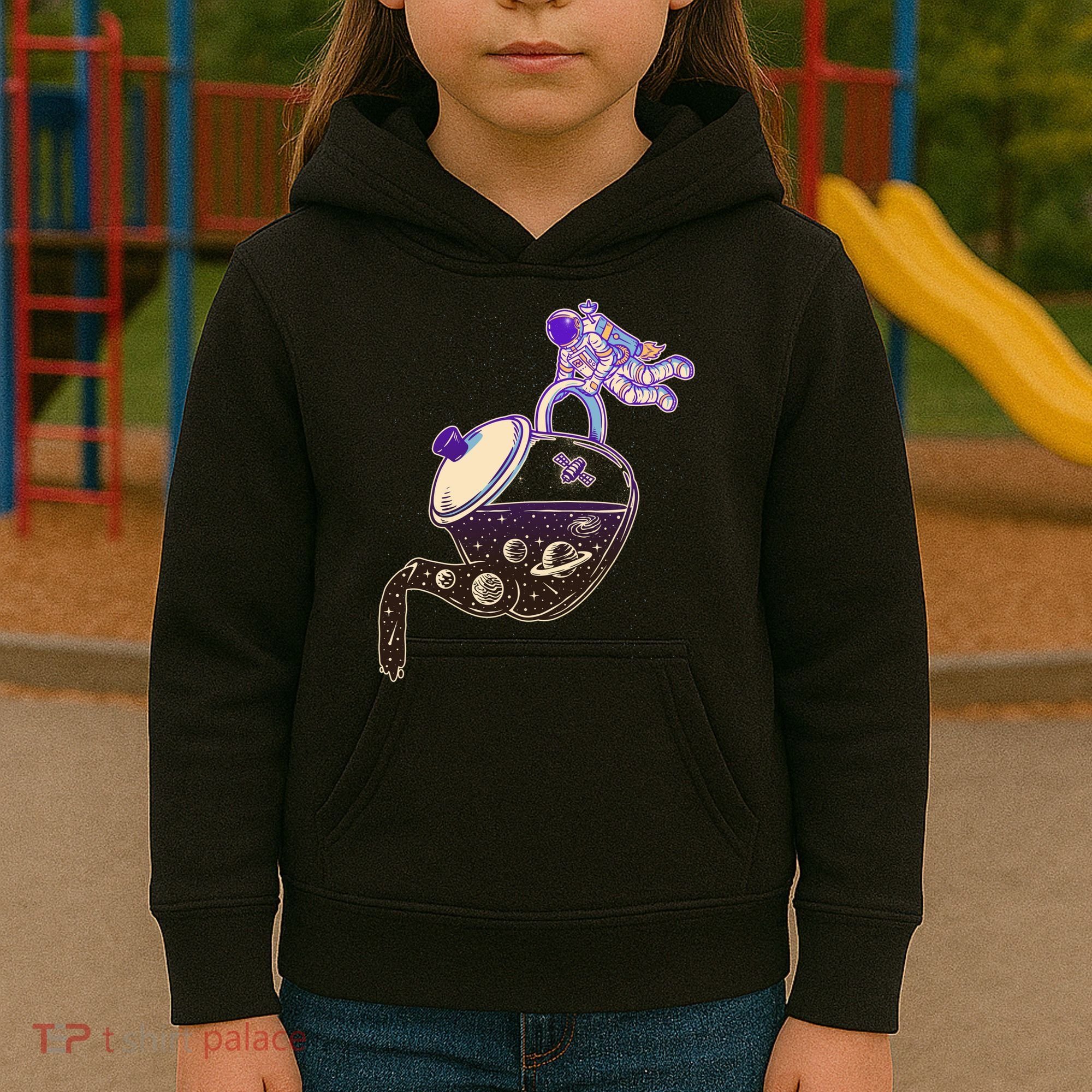 Astronaut Pouring Galaxy Coffee Coffee Kids Hoodie