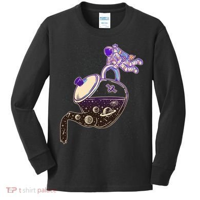 Astronaut Pouring Galaxy Coffee Coffee Kids Long Sleeve Shirt