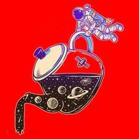 Astronaut Pouring Galaxy Coffee Coffee Santa Hat thumb 1