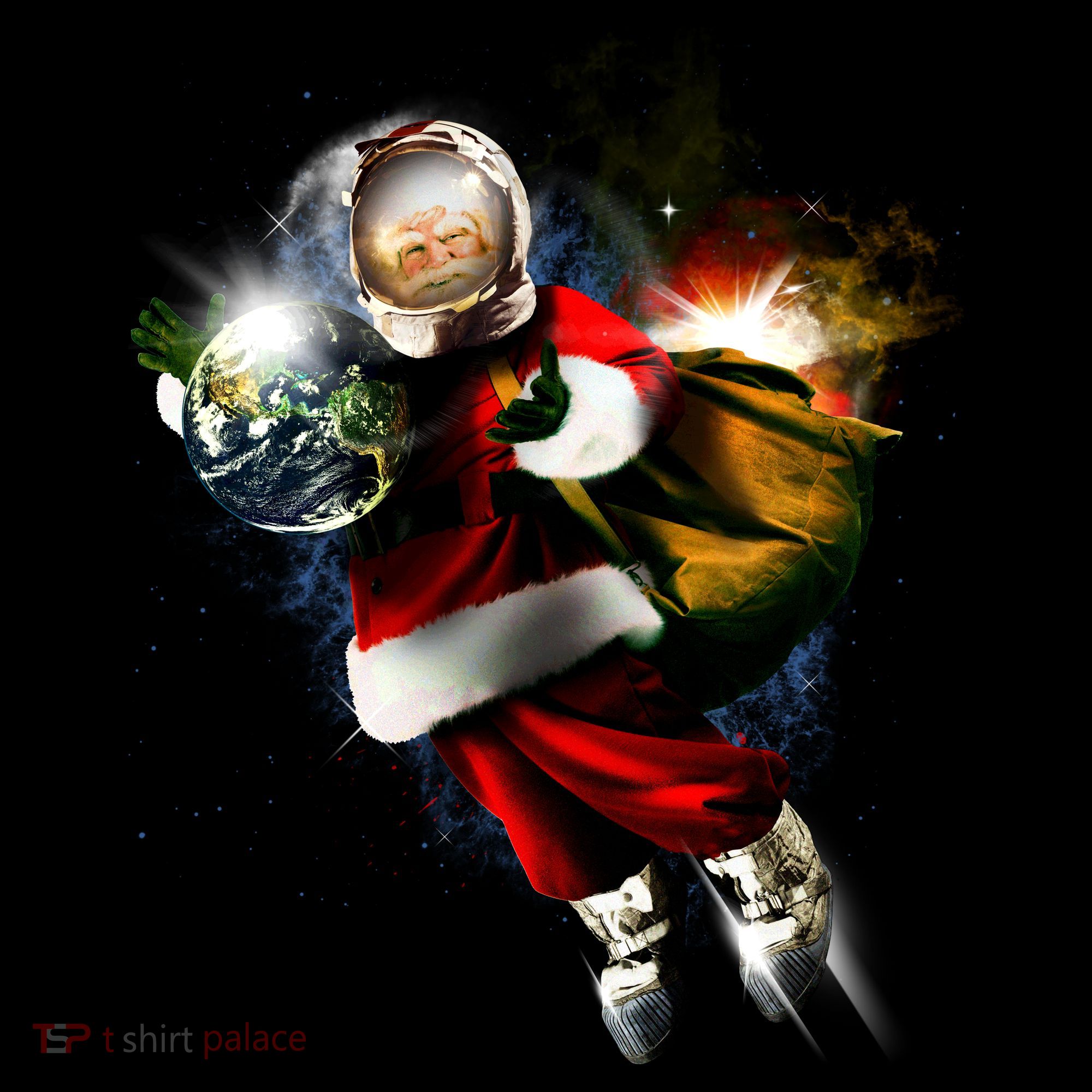 Astronaut Santa Claus In Space Ornament