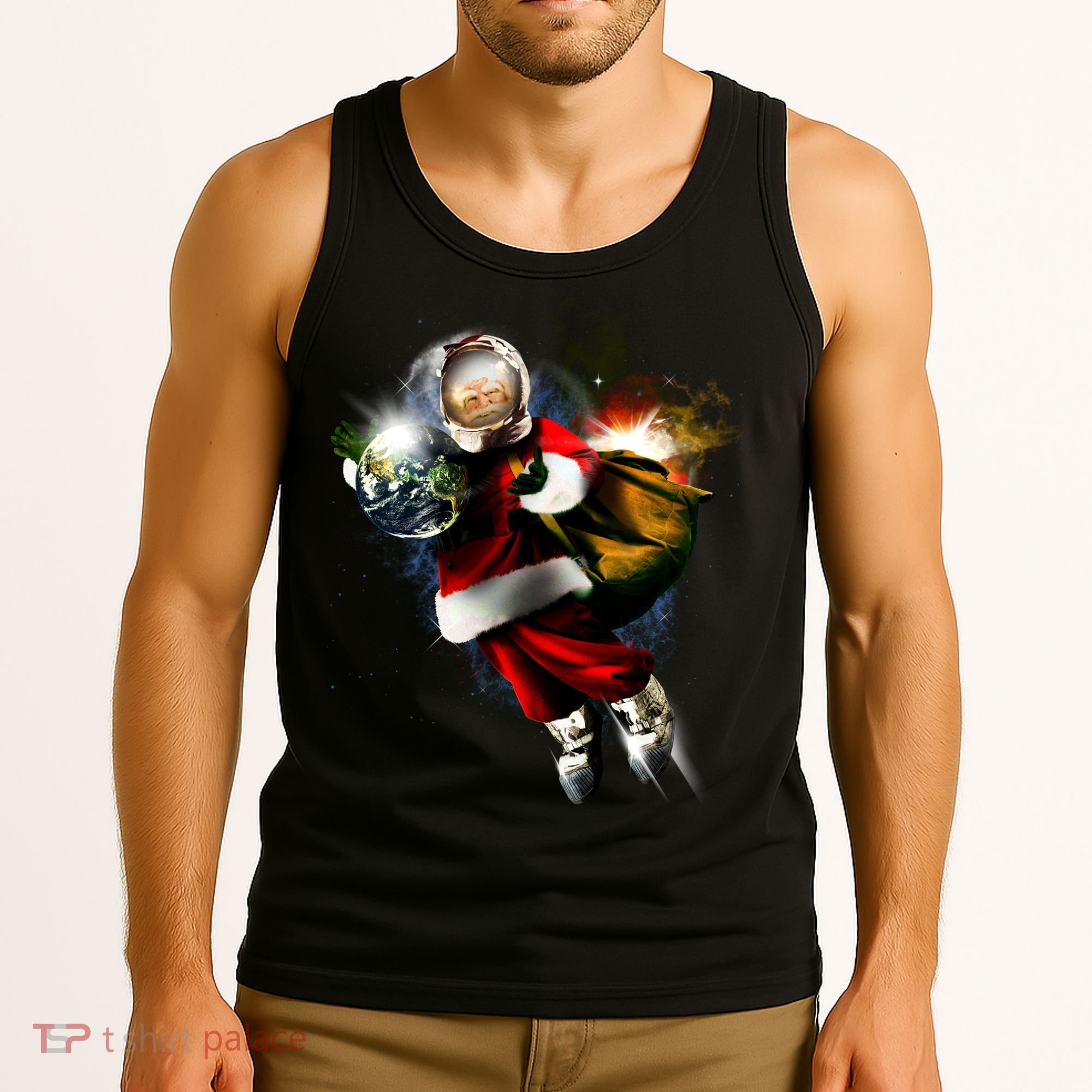 Astronaut Santa Claus In Space Tank Top