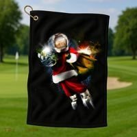 Astronaut Santa Claus In Space Golf Towel thumb 1