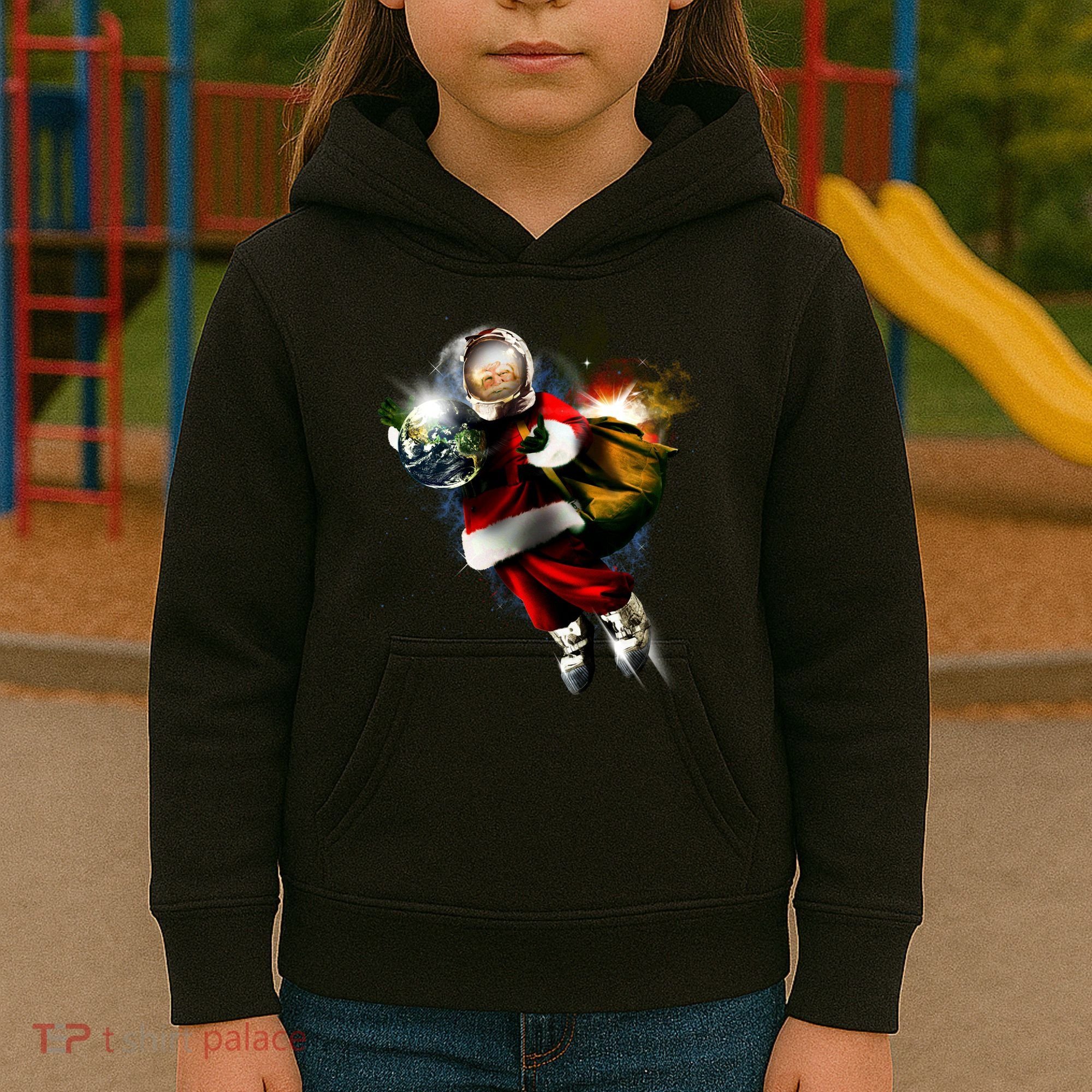 Astronaut Santa Claus In Space Kids Hoodie