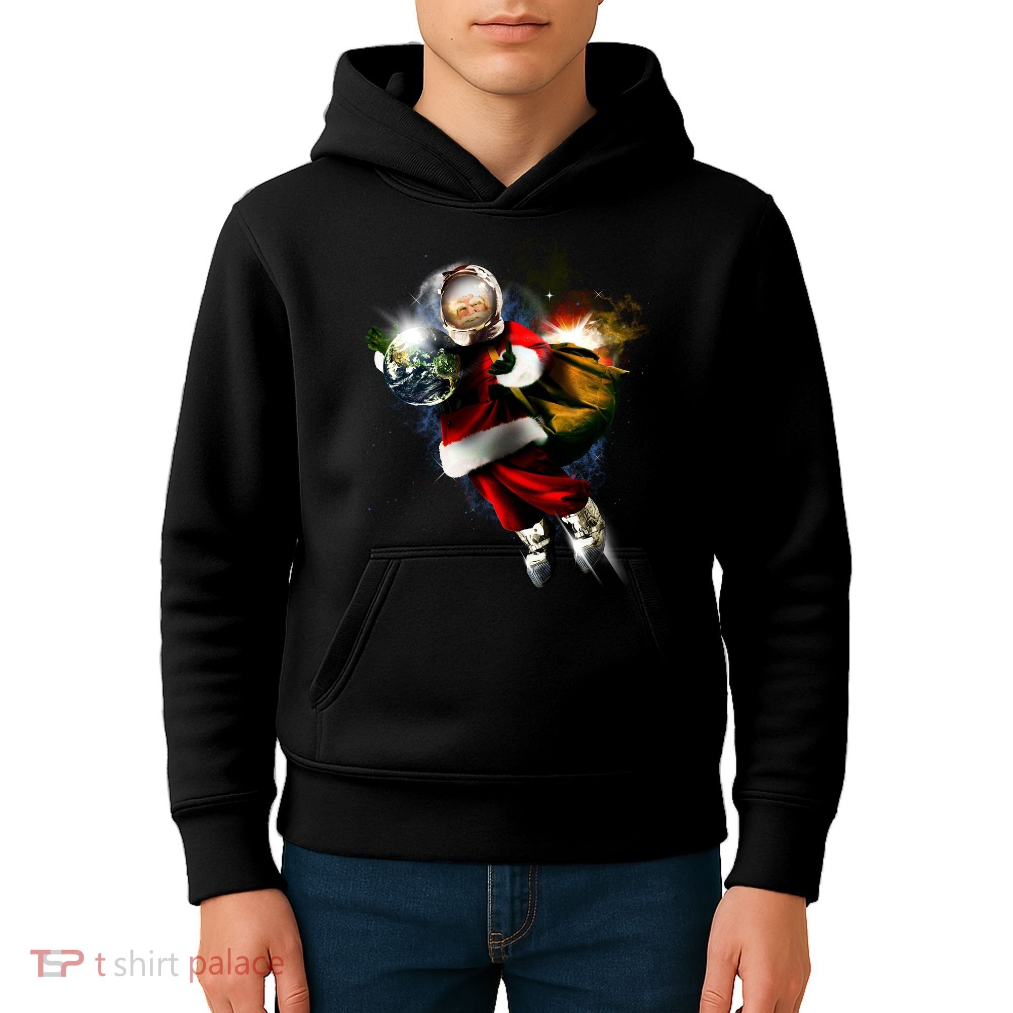 Astronaut Santa Claus In Space Kids Hoodie