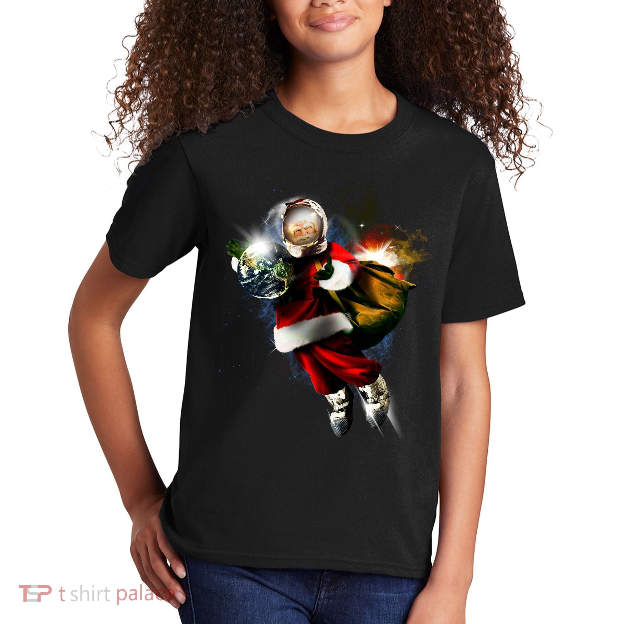 Astronaut Santa Claus In Space Kids T-Shirt