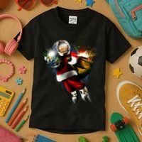 Astronaut Santa Claus In Space Kids T-Shirt thumb 3