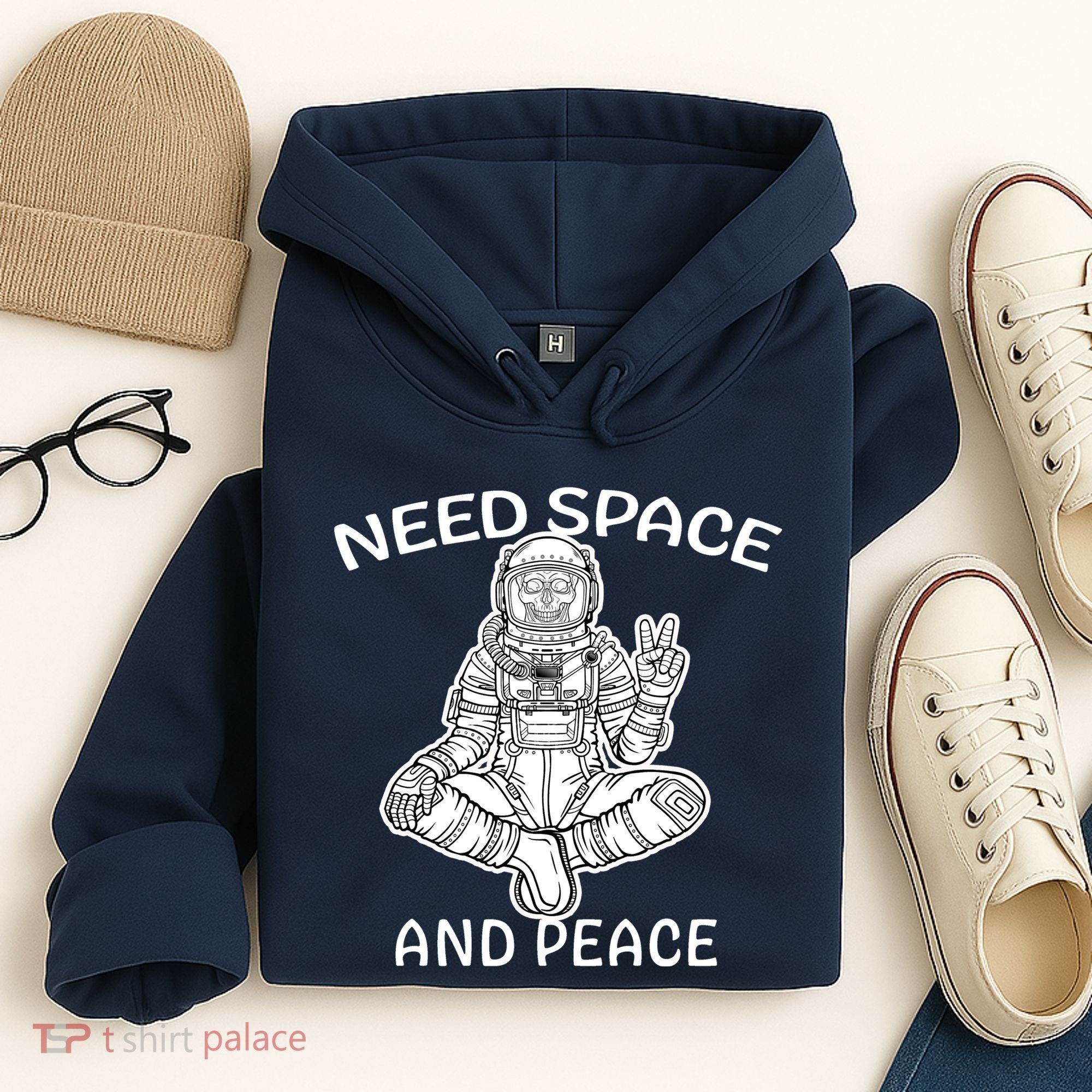 Astronaut Skeleton Need Space And Peace Hoodie