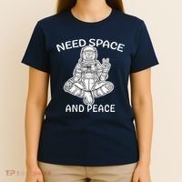 Astronaut Skeleton Need Space And Peace T-Shirt thumb 4