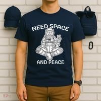 Astronaut Skeleton Need Space And Peace T-Shirt thumb 6