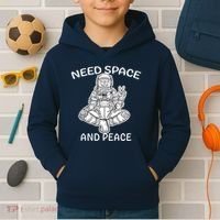 Astronaut Skeleton Need Space And Peace Kids Hoodie thumb 2