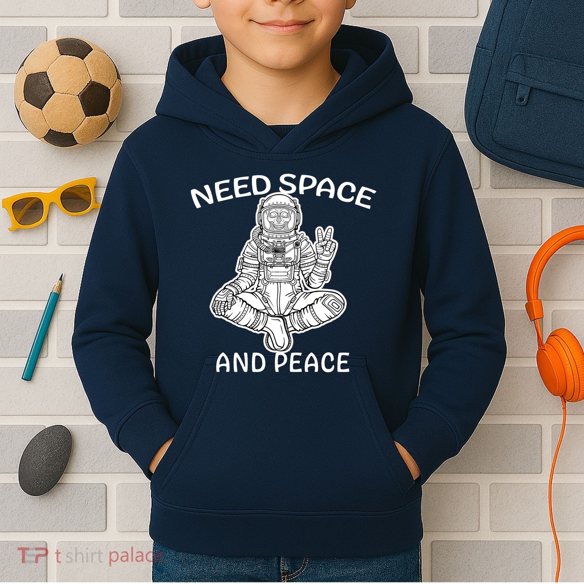 Astronaut Skeleton Need Space And Peace Kids Hoodie