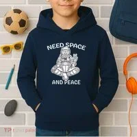 Astronaut Skeleton Need Space And Peace Kids Hoodie thumb 2