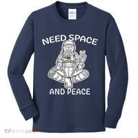 Astronaut Skeleton Need Space And Peace Kids Long Sleeve Shirt thumb 0