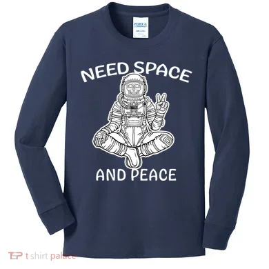 Astronaut Skeleton Need Space And Peace Kids Long Sleeve Shirt