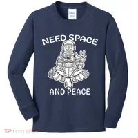 Astronaut Skeleton Need Space And Peace Kids Long Sleeve Shirt thumb 0