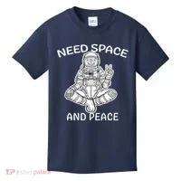 Astronaut Skeleton Need Space And Peace Kids T-Shirt thumb 0