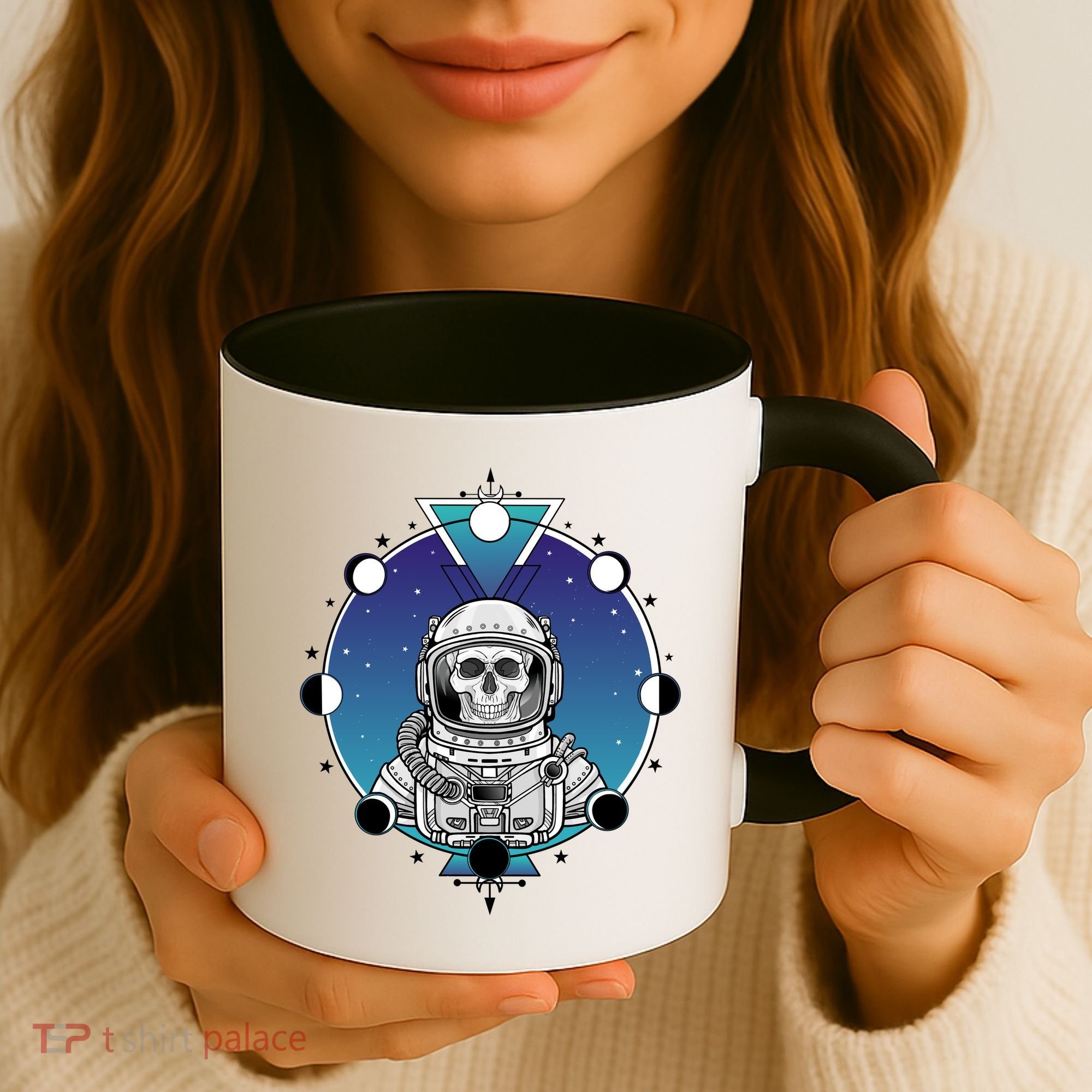 Astronaut Skeleton Star Sky Moon Phases Coffee Mug