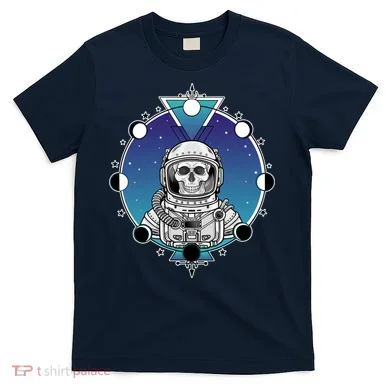 Astronaut Skeleton Star Sky Moon Phases T-Shirt
