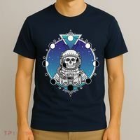 Astronaut Skeleton Star Sky Moon Phases T-Shirt thumb 3