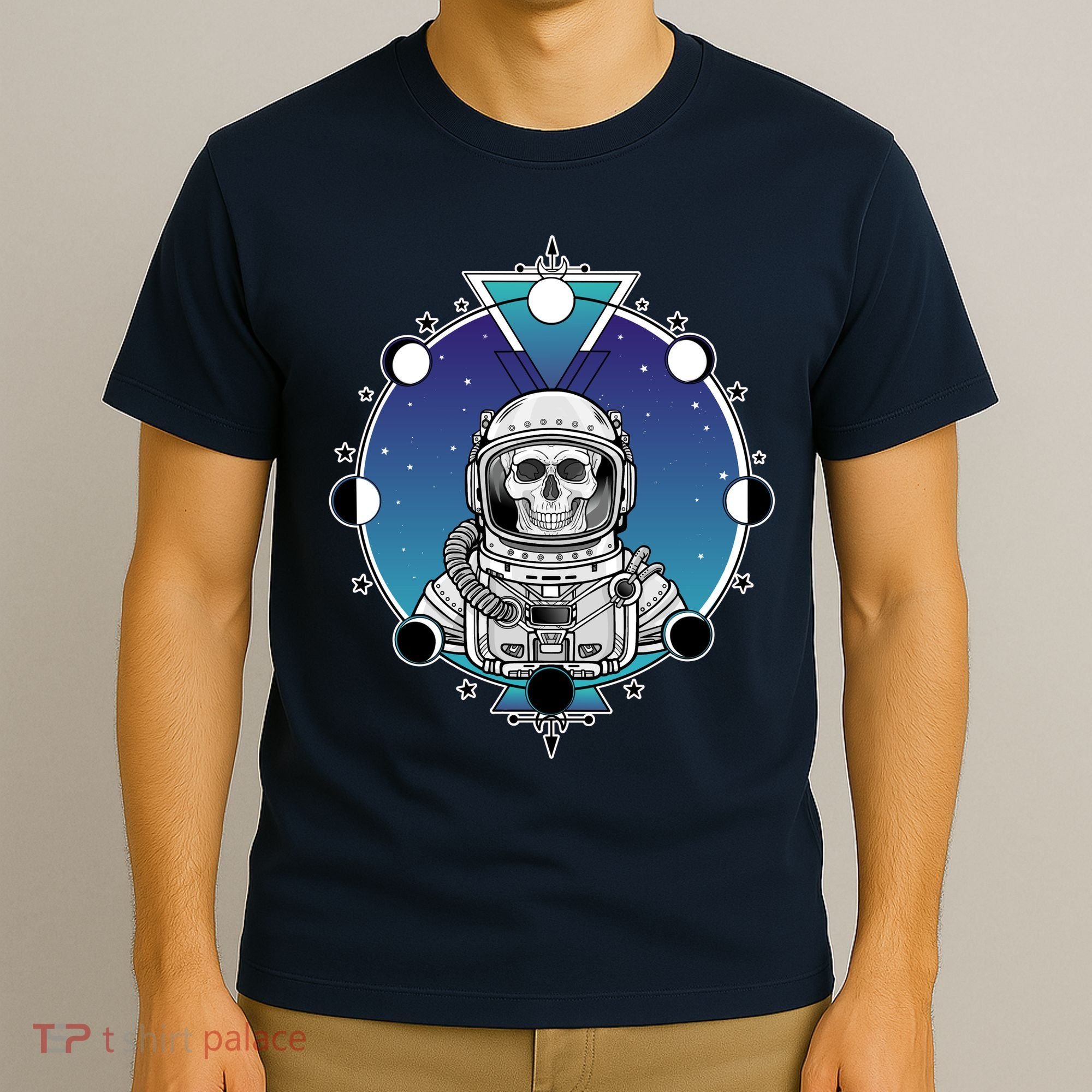 Astronaut Skeleton Star Sky Moon Phases T-Shirt