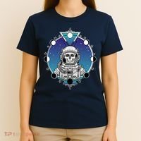 Astronaut Skeleton Star Sky Moon Phases T-Shirt thumb 4